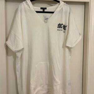 Lane Bryant White Short Sleeve Hoodie Tee